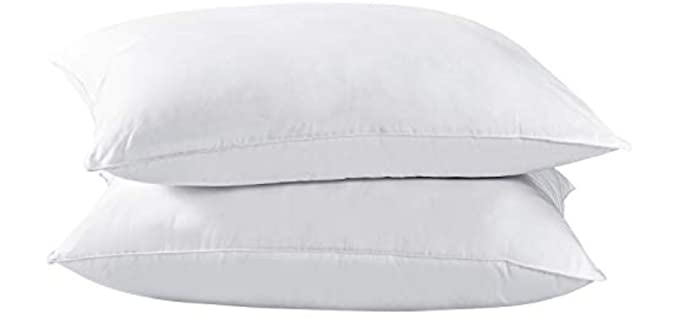 Dreamhood Down and Feather Pillows for Stomach Sleepers,Soft Bed Pillows for Neck and Shoulder Pain Relief Standard Size (2 Pack)