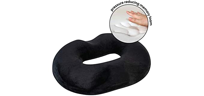 Healthy Spirit Donut Tailbone Pillow Hemorrhoid Cushion Donut Seat Cushion for Tailbone Coccyx Memory Foam Comfort, Black