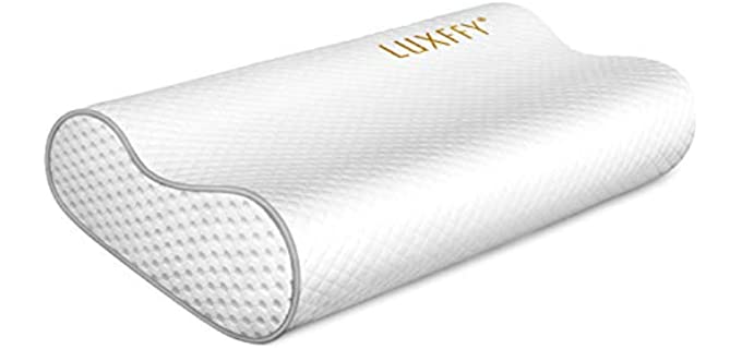 LUXFFY Memory Foam Pillow, Adjustable Sandwich Memory Foam Pillow for Sleeping, Cervical Pillow for Neck Pain, Orthopedic Contour Pillow for Back, Stomach, Side Sleepers, CertiPUR-US