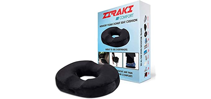 ZIRAKI Donut Pillow Tailbone Seat Cushion - Orthopedic Design | Coccyx Memory Foam Pillow Contoured Luxury Comfort, Pain Relief for Hemorrhoids, Prostate, Pregnancy, Post Natal Sciatica Surgery