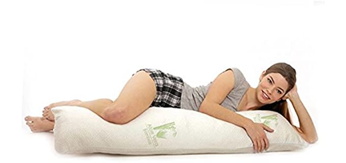 Aloe 99 Hypoallergenic Aloe Vera Bamboo Memory Foam Full Body Pillow for Adults