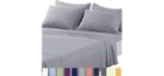 TEKAMON King Bed 6 Piece Sheet Set Cooling 100% Microfiber Polyester Extra Deep Pocket Fitted Sheet Luxury Soft,Breathable,Wrinkle and Fade Resistant Flat Sheet Grey