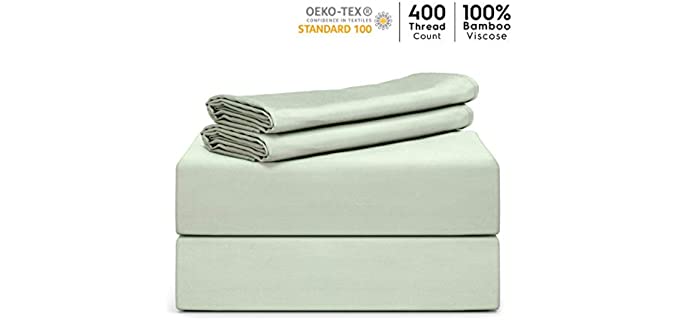 Tafts Bamboo Sheets King Size - 100% Pure Organic Viscose Bamboo Sheet Set - 400TC Bamboo Bed Sheets - 4 Pieces - 17” Deep Pocket - Silk Feel, Cooling, Anti-Static, Hypoallergenic (Sage Green)