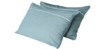 AVEYAL Natural Washed Linen Pillowcase for Sensative Skin(Alergy Free), Luxury Pillow Cases in Set of 2pcs, Pillow Covers with Zipper Closure, Queen Size (20x30 inches, Lake Blue