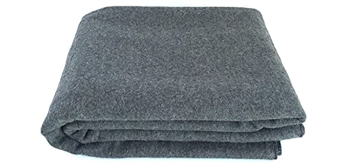 EKTOS 90% Wool Blanket, Grey, Warm & Heavy 4.4 lbs, Large Washable 66