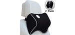 FLY OCEAN 2 Pack Car Neck Pillow,Neck Pain Relief Pillow,100% Soft Memory Foam,Washable Cover,Ergonomic Design,Adjustable Strap,Over 5 Yrs Service Life(Black)