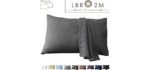 LBRO2M Polyester Pillow Cover Two Pack Pillowcase Bulk Set,Soft Bedding Quality Microfiber Luxury Breathable Hypoallergenic Hair Skin,Set of 2 Envelope Closure (Dark Grey, King/Queen (20