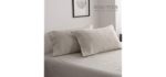 Simple&Opulence 100% Belgian Linen Pillowcase Emboridered-Set of 2, King Size(20''x40''), Stone Washed Solid Color-Soft and Durable, Linen