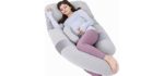 AS AWESLING 60in Full Body Pillow | Nursing, Maternity Pregnancy Body Pillow | Extra Large U Shape Pillow and Lounger with Detachable Side, Separate Support Pillow and Removable Cover (Grey-Jersey)