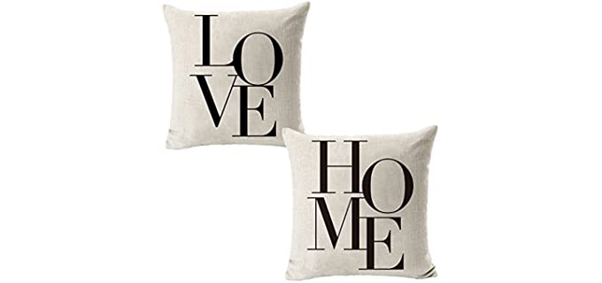 All Smiles Throw Pillow Covers Case Decorative Farmhouse Cotton Linen 18x18 Set of 2 Love Home Quote Inspirational Words House Decor Outdoor Cushion for Couch Sofa Bed