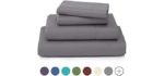 Cosy House Collection Luxury Bamboo Bed Sheet Set - Hypoallergenic Bedding Blend from Natural Bamboo Fiber - Resists Wrinkles - 3 Piece - 1 Fitted Sheet, 1 Flat, 1 Pillowcase - Twin XL, Grey