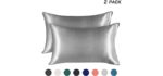 EXQ Home Satin Pillowcase for Hair and Skin, Silver Grey Cooling Pillow Cases King Size Pillow Case Set of 2 Pillow Covers with Envelope Closure (20x40 Inches)