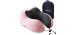 Travel Pillow, Best Memory Foam Neck Pillow Head Support Soft Pillow for Sleeping Rest, Airplane Car & Home Use (Pink)