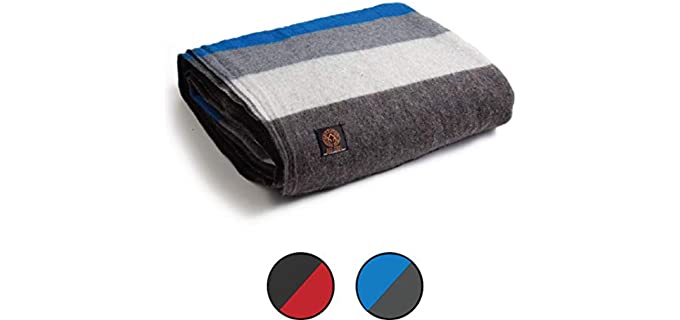 Arcturus Mt. Rainier Wool Blanket - Over 4 Pounds Warm, Heavy, Washable, Large | Great for Camping, Outdoors, Survival & Emergency Kits (White Blue Gray)