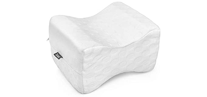 DMI Knee Pillow for Sciatica, Pregnancy, Back, Leg or Hip Pain made of Memory Foam with Washable Cover, 8 x 10 x 6