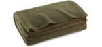 Ever Ready First Aid Olive Drab Green Warm Wool Fire Retardent Blanket, 66