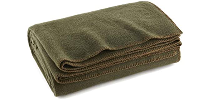 Ever Ready First Aid Olive Drab Green Warm Wool Fire Retardent Blanket, 66