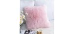 Foindtower Mongolian Plush Faux Fur Square Decorative Throw Pillow Cover Cushion Case New Luxury Series Merino Style for Livingroom Couch Sofa Nursery Bed Home Decor 18x18 Inch (45x45cm) Pink