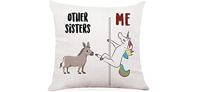 Ihopes Funny Other Sisters Unicorn Pillow Covers - Other Sisters Me Pillow Case Cushion Cover for Sofa Couch Home Decor Gift - Best Gifts for Sisters Girl Women(18”x 18”Inch)