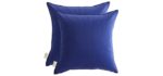 Joyaco Pack of 2 Decorative Outdoor Waterproof Throw Pillow Covers Square Pillowcases Cushion Covers Shell for Couch Patio Garden Tent Park Spring Summer Decor 18 x 18 Inch Navy