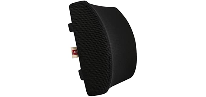 LOVEHOME Memory Foam Lumbar Support Back Cushion with 3D Mesh Cover Balanced Firmness Designed for Lower Back Pain Relief- Ideal Back Pillow for Computer/Office Chair, Car Seat, Recliner etc. - Black