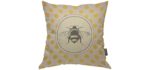 Moslion Throw Pillow Cover Bee 18x18 Inch Animal Wing Retro Vintage Polka Dots Circle Square Pillow Case Cushion Cover for Home Car Decorative Cotton Linen