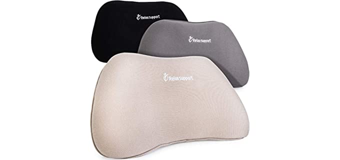 RS1 Back Support Pillow by RelaxSupport – Lumbar Pillow Upper and Lower Back for Chair Back Pain Uses ArcContour Special Patented Technology Has Unique Lateral Convex Shape for a Pain Free Back