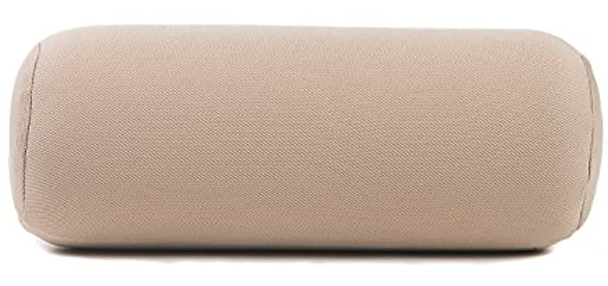 Soft Memory Foam Car Cervical Round Roll Neck Rest Pillow Office Chair Bloster Headrest Supports Travel Neck Cushion Beige 1 Piece