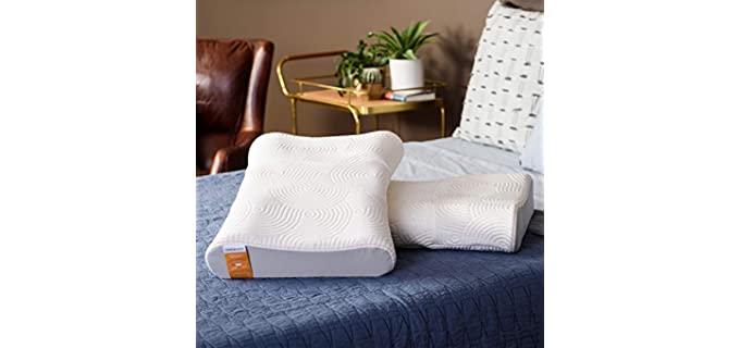 Tempur-Pedic TEMPUR-Ergo Advanced Neck Relief Pillow, Contoured Soft and Firm Support, Standard, White