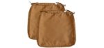 Vanteriam Outdoor Solid Waterproof Patio Chair Seat Cushion Cover with Piping, Large 19''x20''x2'' Washable Replacement Covers Only, 2 Pack Khaki