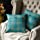 WESTERN HOME WH Decorative Farmhouse Throw Pillow Covers, Cushion Case Triple Button, Plaid Linen Pillowcase for Couch Sofa Bed 18 x 18 Inch, Set of 2, Teal Blue