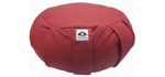 Waterglider International Zafu Yoga Meditation Pillow with USA Buckwheat Fill, Certified Organic Cotton- 6 Colors (Burgundy)