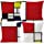Wilproo Red Blue Black Abstract Decorative Throw Pillow Covers Retro Geometric Patio Couch Pillow Cases Home Decor Square Pillowcases 18 x 18 Inches Set of 4