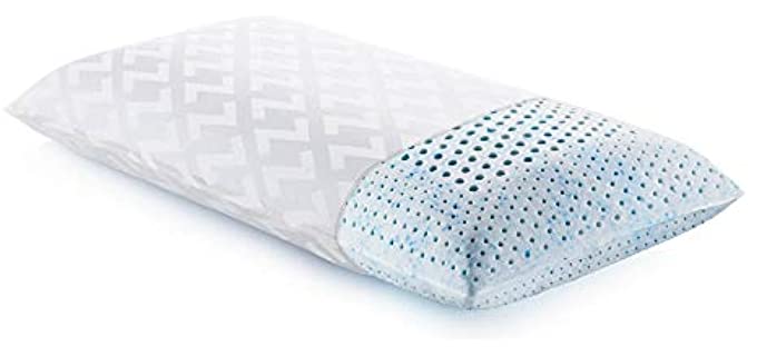 Z Gel Infused Talalay Latex Pillow with Support Zones for Head and Neck - Queen Size, High Loft Plush