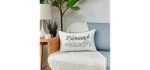 Sunkifover Blessed Throw Pillow Cover 12 X 20 Inch,Embroidery Home Decorative Lumbar Pillow Case Farmhouse Cushion Cover,Housewarming Gifts for New Home's Sofa, Couch, Bed, Grey
