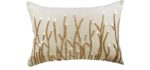 The HomeCentric 12x22 inch (30x55 cm) Lumbar Pillow Cover, Ivory Lumbar Pillow Cover, Jute and Mother of Pearls Farm Design Pillows Cover, Art Silk Rectangle Throw Pillows Cover, Floral - Amour