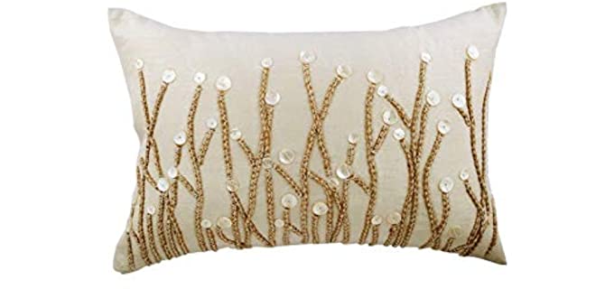 The HomeCentric Floral - Embroidered Jute Pillow Covers