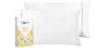 400 Thread Count 100% Cotton Pillow Cases, Pure White Standard Pillowcase Set of 2, Long-Staple Combed Pure Natural Cotton Pillows for Sleeping, Soft & Silky Sateen Weave Bed Pillow Covers