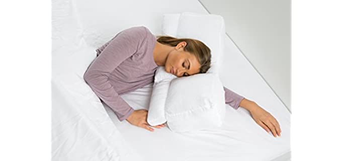 Better Sleep Pillow Goose Down Pillow – Patented Arm-Tunnel Design Improves Hand And Arm Circulation – Neck Pain Relief – Perfect Side and Stomach Sleeper Pillow - Bed Pillow, White