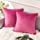 Ashler Decorative Throw Pillow Covers with Pom Poms Soft Particles Velvet Solid Cushion Covers 18 X 18 for Couch Bedroom Car, Pack of 2, Pink
