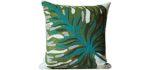blue page Store Banana Leaf - Embroidered Throw Pillow