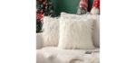 MIULEE Pack of 2 Decorative New Luxury Series Style Faux Fur Throw Pillow Case Cushion Cover for Sofa Bedroom Car Christmas Decor 16 x 16 Inch White