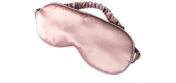 LULUSILK Mulberry Silk Sleep Eye Mask Blindfold with Elastic Strap Headband, Soft Eye Cover Eyeshade for Night Sleeping, Travel, Nap(Pink)