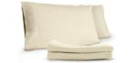 Whisper Organics Flannel Pillowcases Set of 2 - 100% Organic Cotton Pillow Cases - Envelope Enclosure Type Pillowcase Set - GOTS Certified Pillow Cases Flannel - Natural, King
