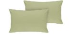 100% Cotton King Size Percale Pillow Case- Sage Standard Size Pillow Case- 2 Piece- Oeko Tex Certified- Breathable Cool Crisp - Luxury Finish