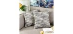 Home Brilliant Decorative Pillows Covers Large Abstract Textured Accent Pillowcases Gray Cushion Covers for Sofa, 24x24 inch 60x60cm, 2 Pack, Grey