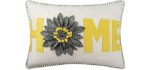 JWH 3D Sunflower Accent Pillow Case Wool Handmade Cushion Cover Decorative Stereo Pillowcase Home Bed Living Room Office Chair Couch Decor Gift 14 x 20 Inch Linen Yellow Gray Plaid