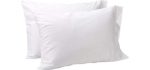 Lasimonne White Pillow Cases, 2-Pack Standard Size, Egyptian Quality Cotton Blend Luxury Percale 200TC (White)