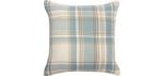 McAlister Textiles Heritage Pillow Case | 17 x 17 Inches | Duck Egg Blue Tartan Plaid Check Decorative Wool Feel Throw Scatter Sofa Cushion 43x43cm