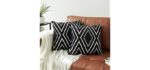 Nestinco Set of 2 Black Pillow Covers 18 x 18 inches Boho Aztec Polyester Blend Square Decorative Throw Pillow Covers for Sofa Couch Bed Decor